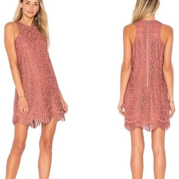 Lovers + Friends Caspian Eyelet Sleeveless Shift Dress Dusty Rose Size M $180 - Picture 2 of 8